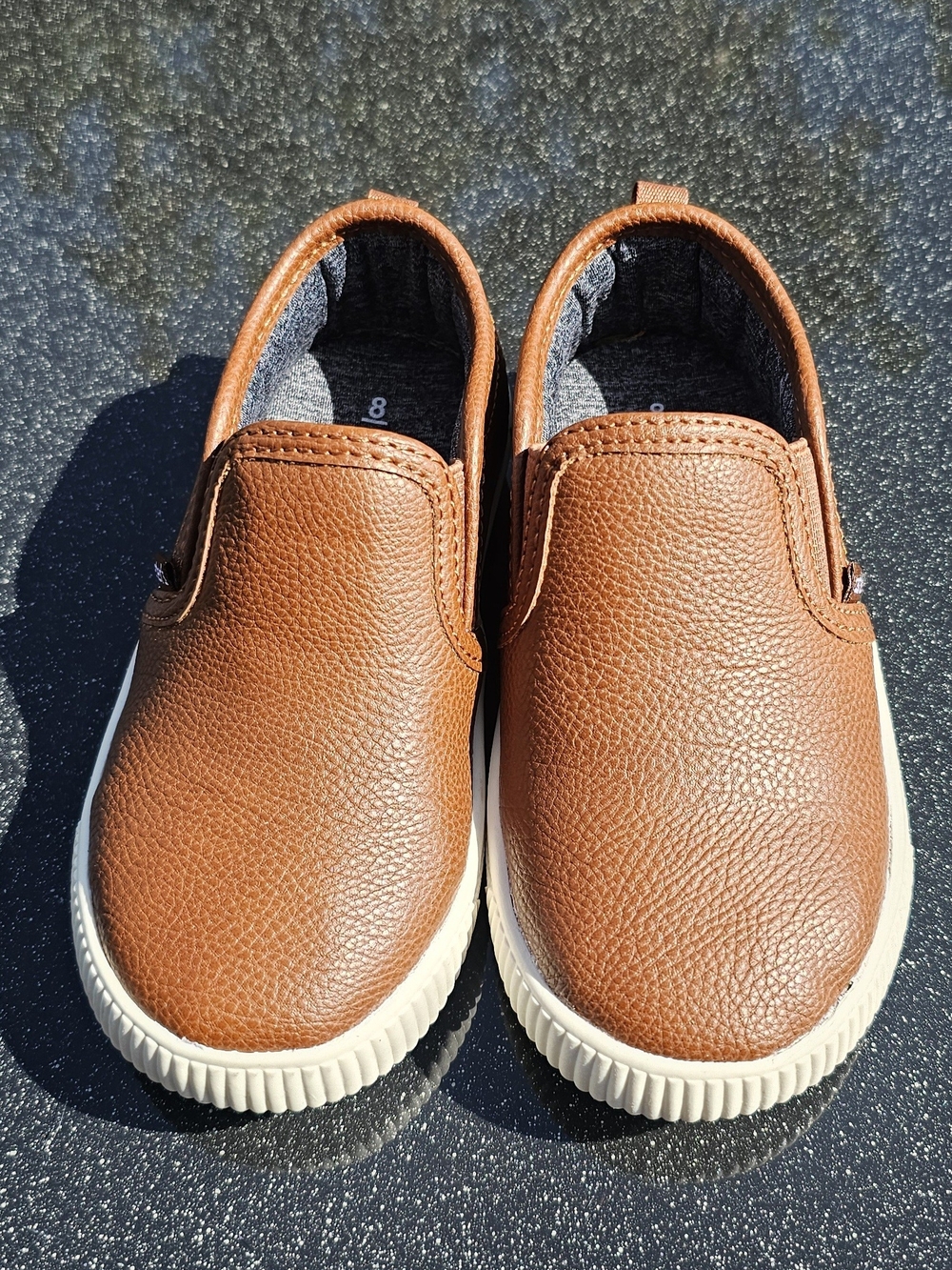 Carter's Tan Slip-On Kids Dress Shoes with White Sole